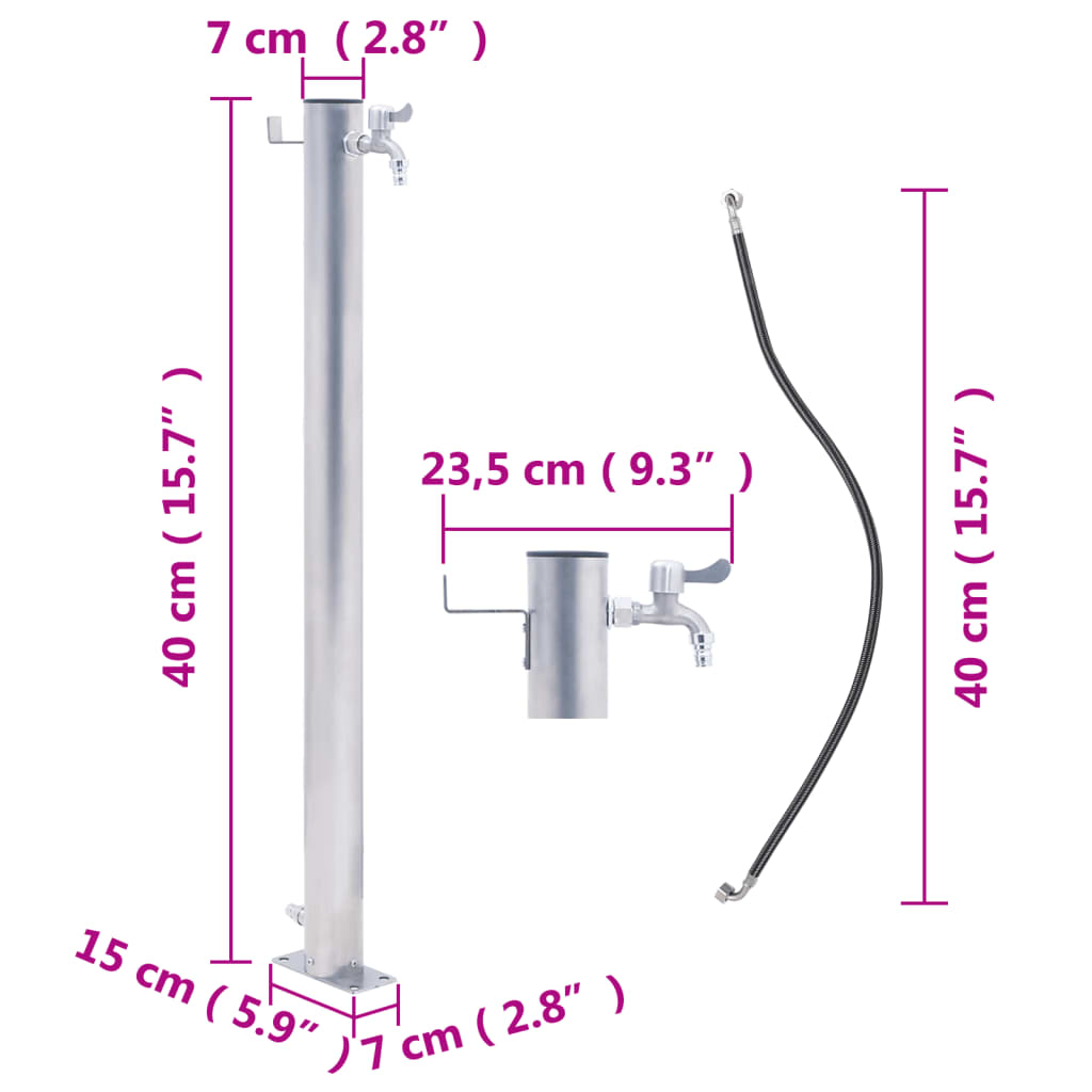 Wassersäule für den Garten 40 cm Edelstahl Rund