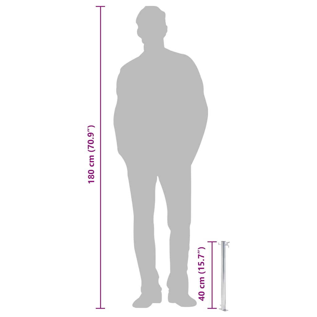 Wassersäule für den Garten 40 cm Edelstahl Rund