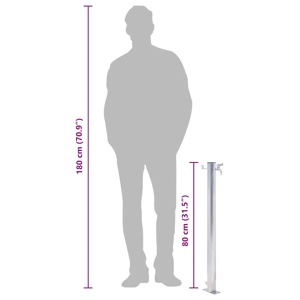 Wassersäule für den Garten 80 cm Edelstahl Rund