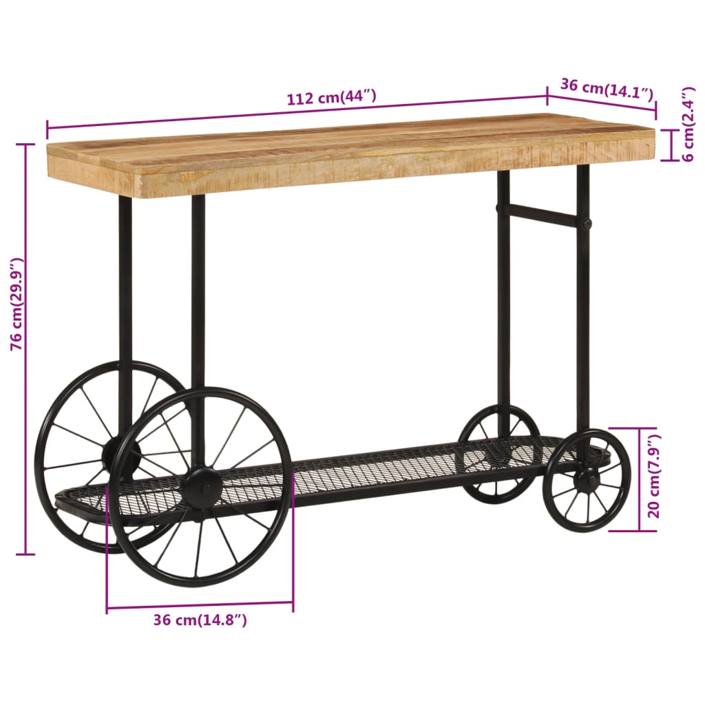 Konsolentisch 112x36x76 cm Massivholz Mango und Eisen