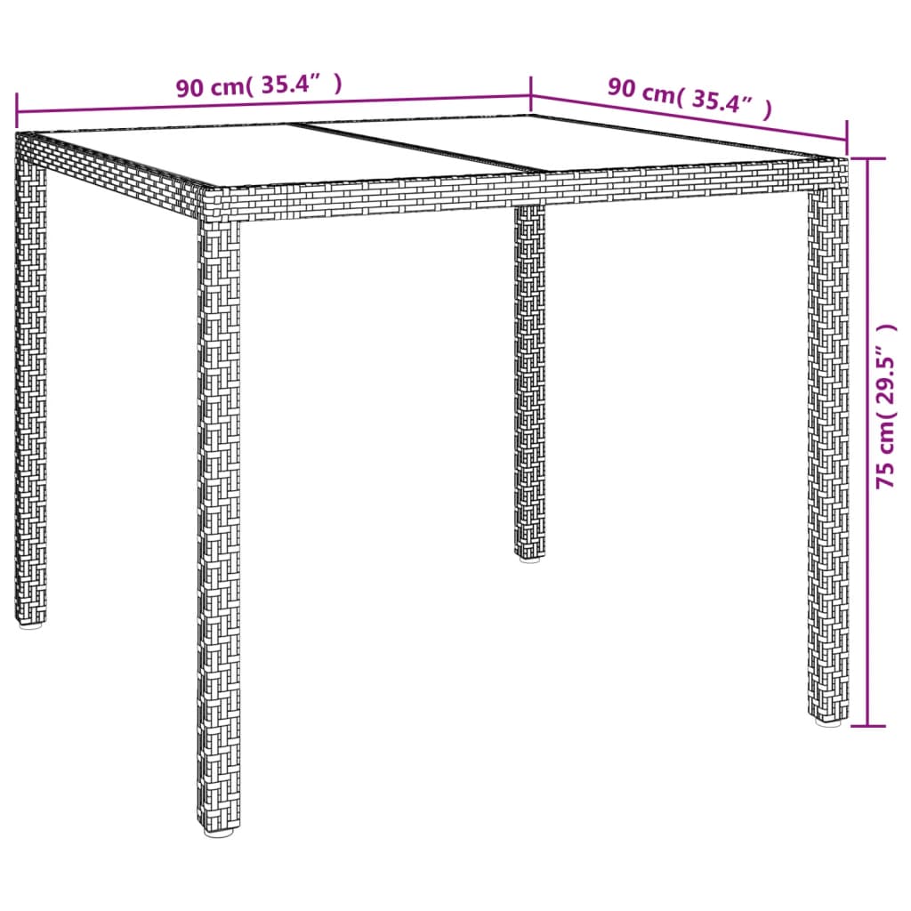 5-tlg. Garten-Essgruppe mit Kissen Schwarz Poly Rattan