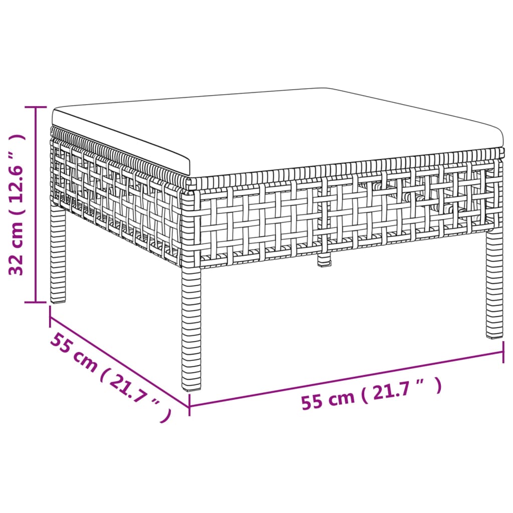 4-tlg. Garten-Lounge-Set mit Kissen Grau Poly Rattan