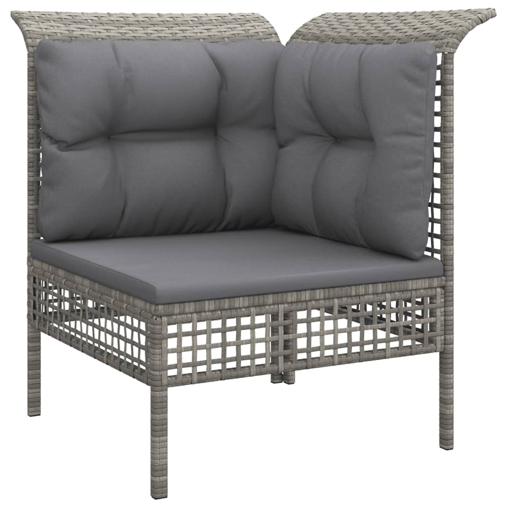 6-tlg. Garten-Lounge-Set mit Kissen Grau Poly Rattan