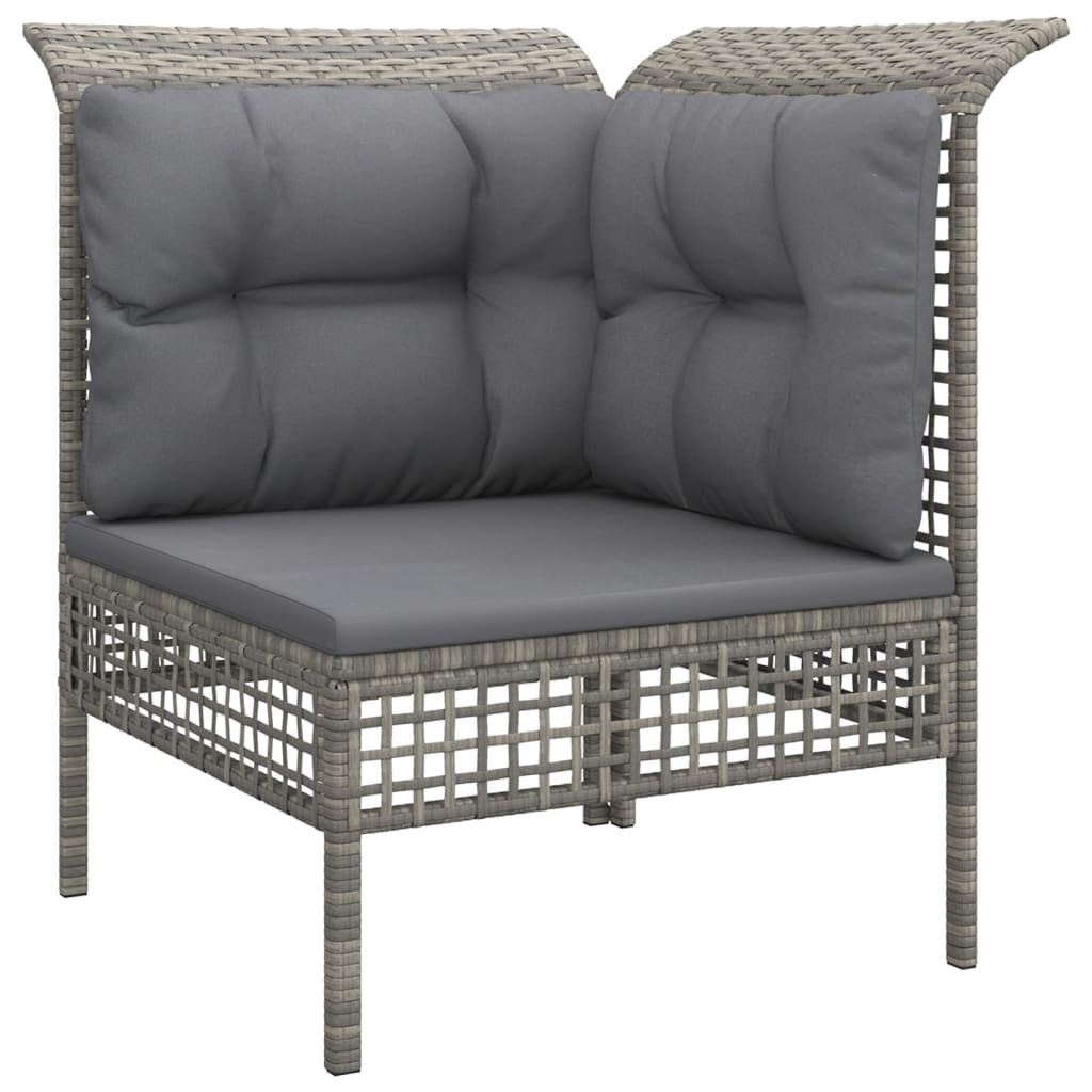 10-tlg. Garten-Lounge-Set mit Kissen Grau Poly Rattan