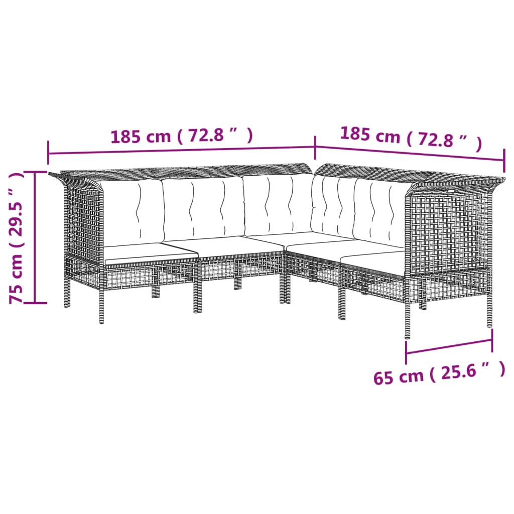 13-tlg. Garten-Lounge-Set mit Kissen Grau Poly Rattan