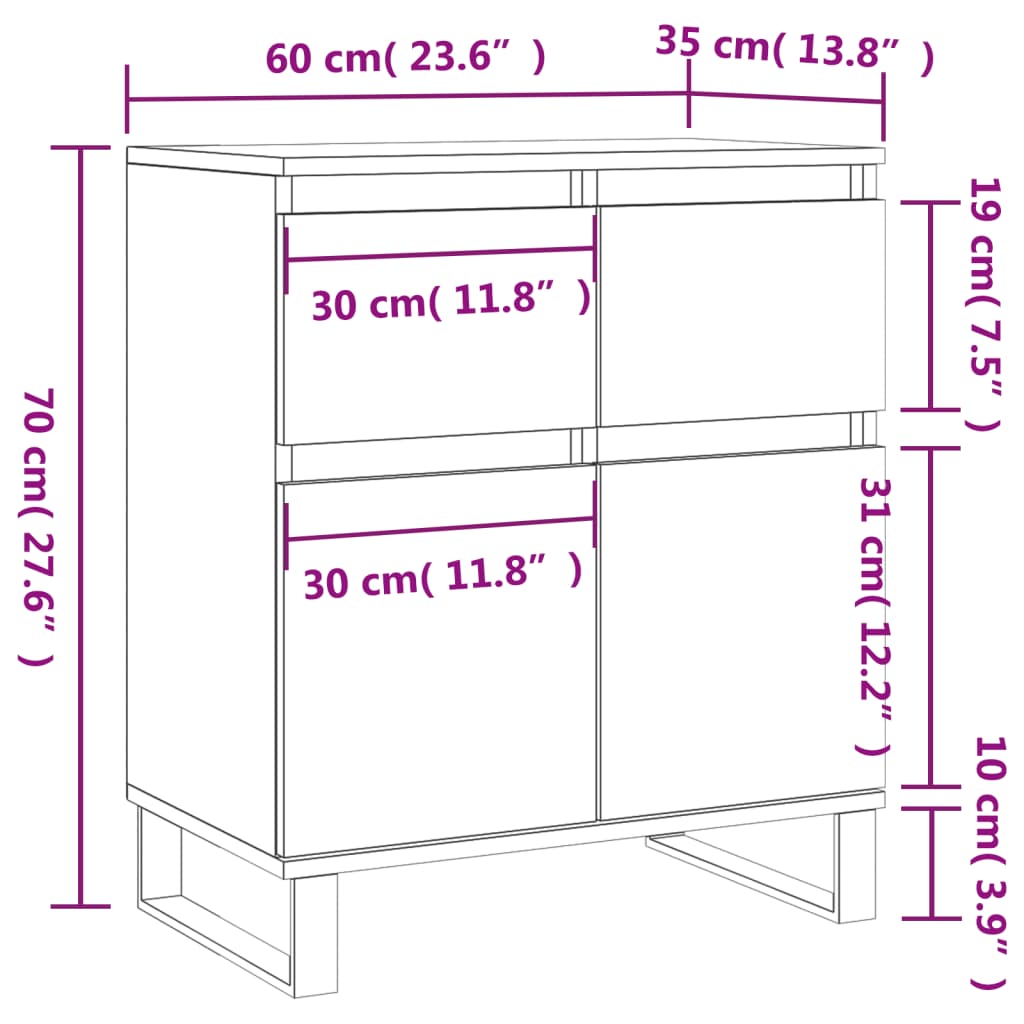Sideboard Sonoma-Eiche 60x35x70 cm Holzwerkstoff