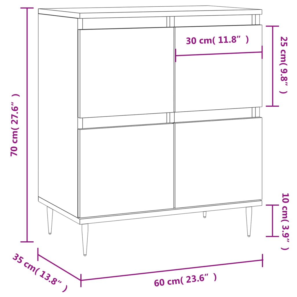 Sideboard Braun Eichen-Optik 60x35x70 cm Holzwerkstoff