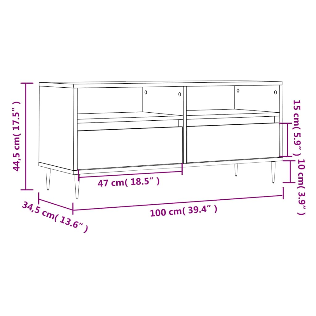 TV-Schrank Räuchereiche 100x34,5x44,5 cm Holzwerkstoff