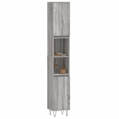 Badschrank Grau Sonoma 30x30x190 cm Holzwerkstoff