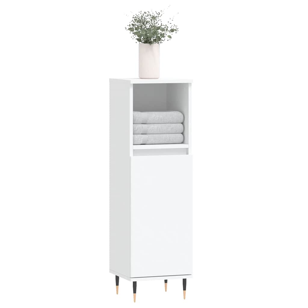 Badschrank Weiß 30x30x100 cm Holzwerkstoff