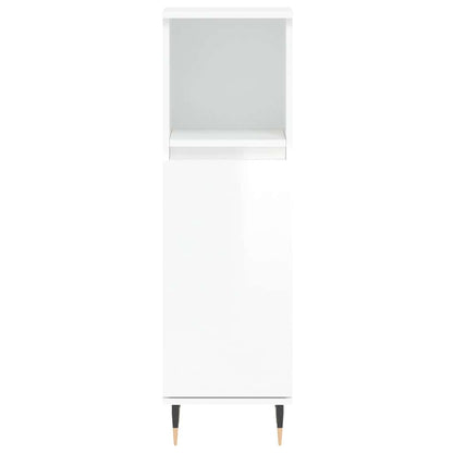 Badschrank Hochglanz-Weiß 30x30x100 cm Holzwerkstoff