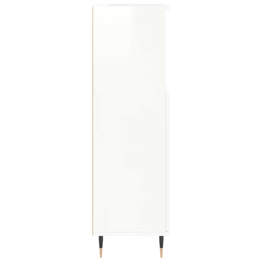 Badschrank Hochglanz-Weiß 30x30x100 cm Holzwerkstoff