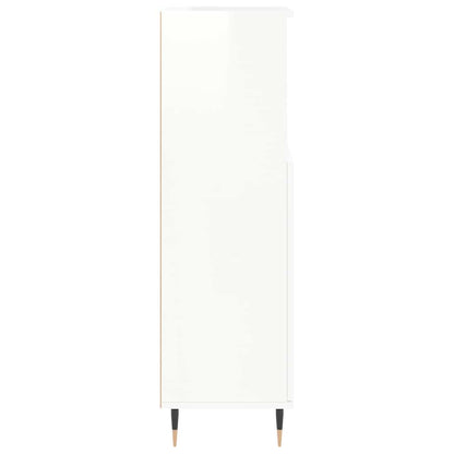 Badschrank Hochglanz-Weiß 30x30x100 cm Holzwerkstoff