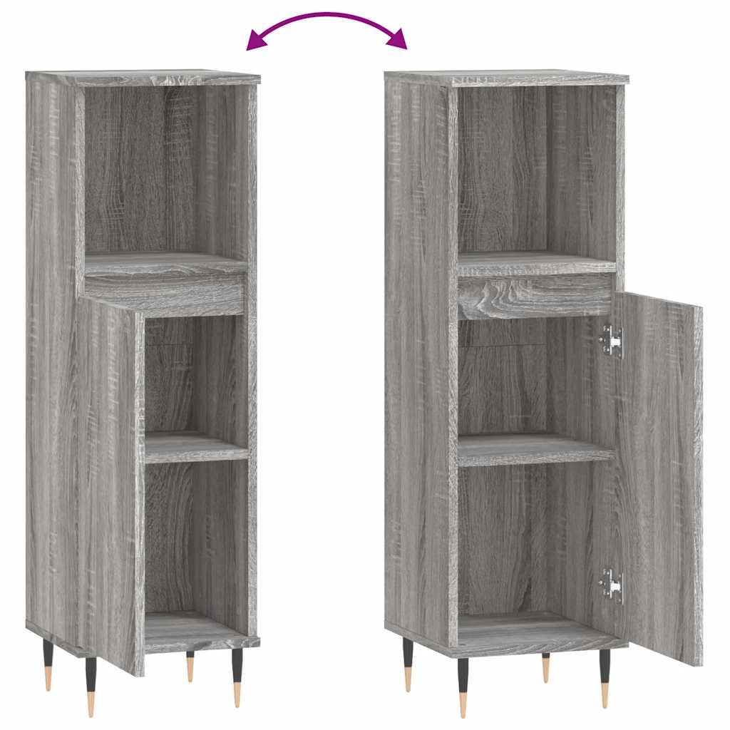 Badschrank Grau Sonoma 30x30x100 cm Holzwerkstoff