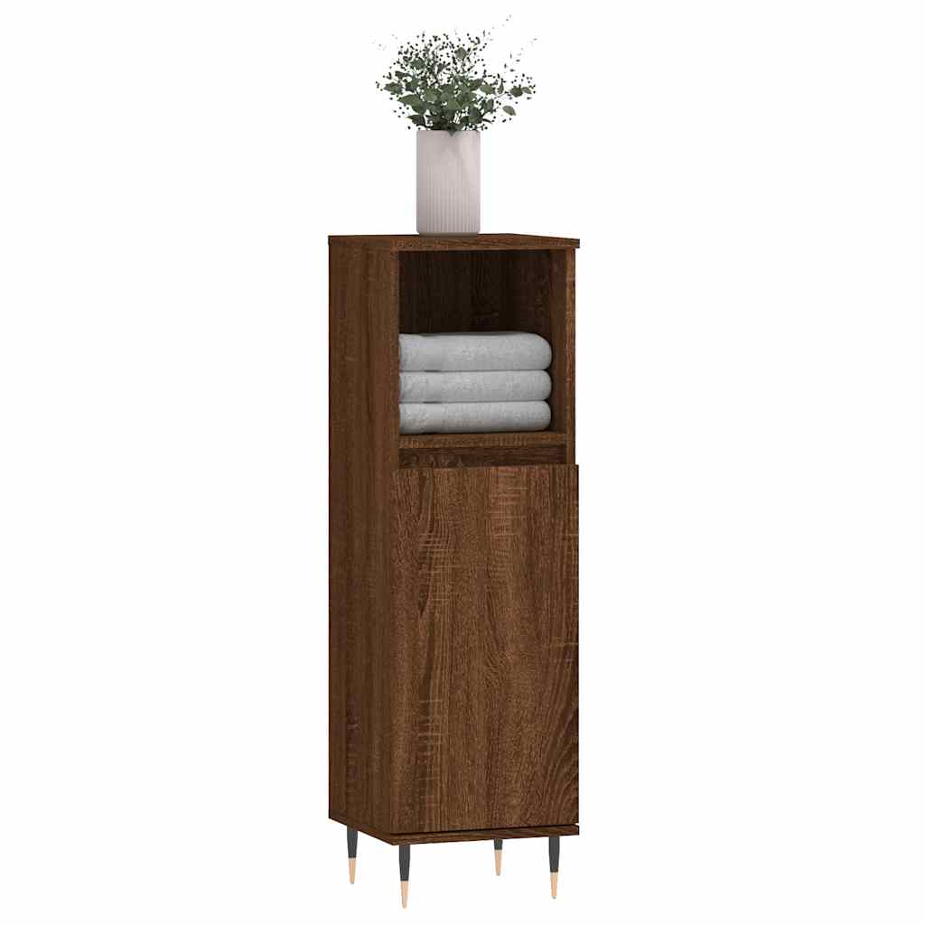 Badschrank Braun Eichen-Optik 30x30x100 cm Holzwerkstoff