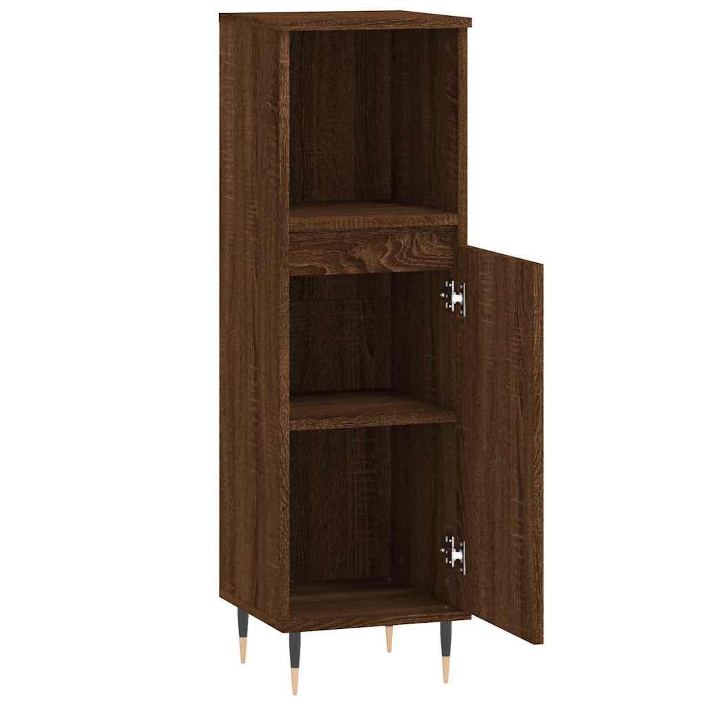 Badschrank Braun Eichen-Optik 30x30x100 cm Holzwerkstoff