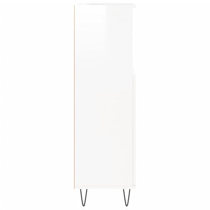 Badschrank Hochglanz-Weiß 30x30x100 cm Holzwerkstoff