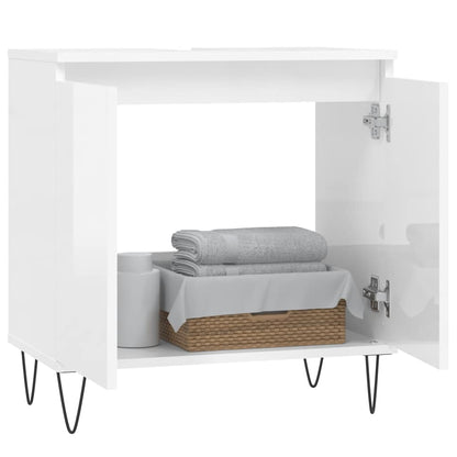 Badschrank Hochglanz-Weiß 58x33x60 cm Holzwerkstoff