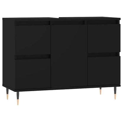 Badschrank Schwarz 80x33x60 cm Holzwerkstoff