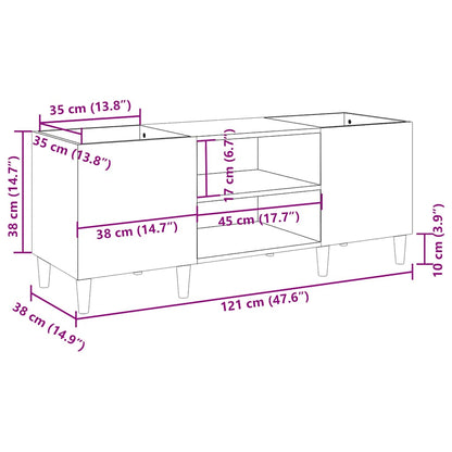 Plattenschrank Hochglanz-Weiß 121x38x48 cm Holzwerkstoff