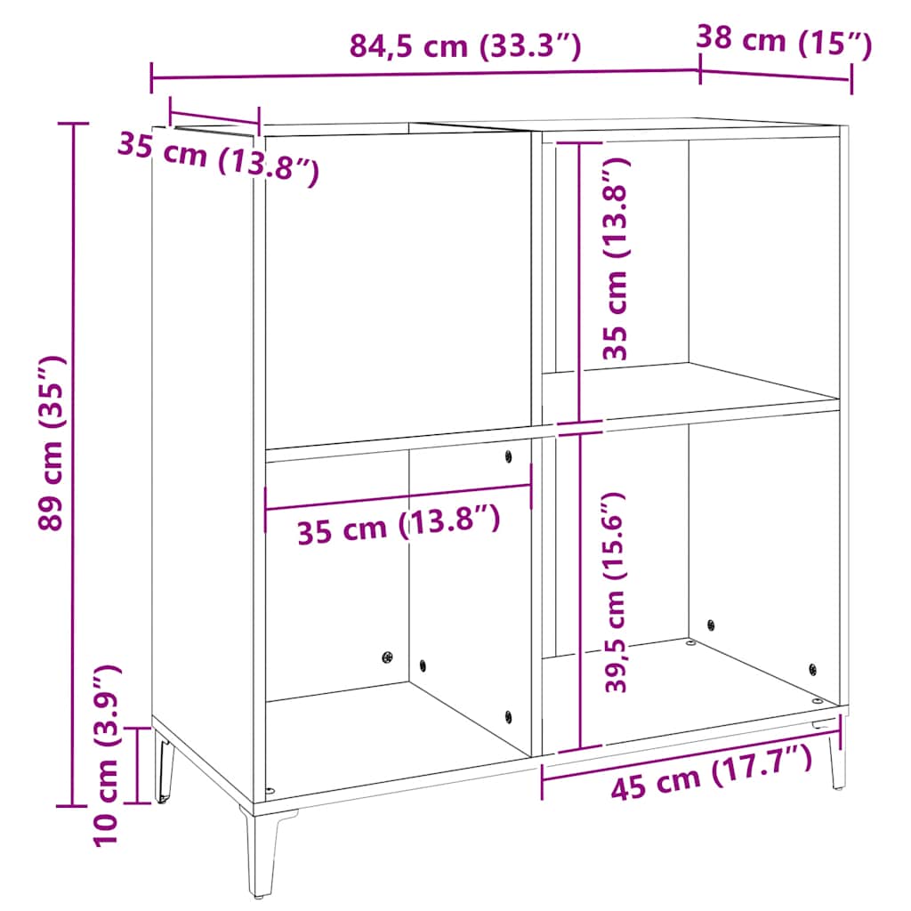 Plattenschrank Schwarz 84,5x38x89 cm Holzwerkstoff