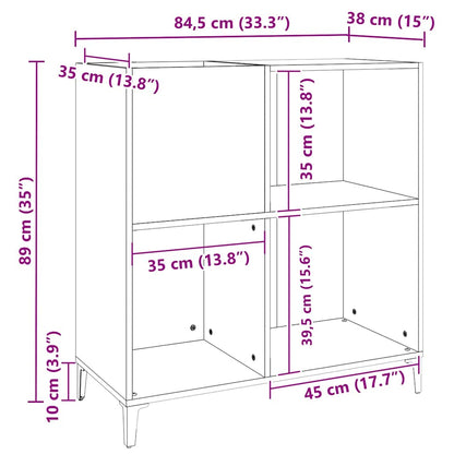 Plattenschrank Braun Eichen-Optik 84,5x38x89 cm Holzwerkstoff