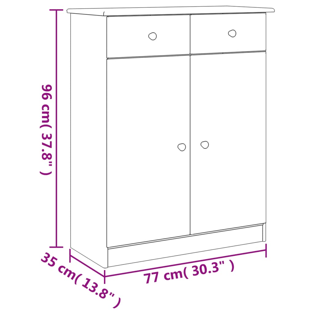 Schuhschrank ALTA 77x35x96 cm Massivholz Kiefer