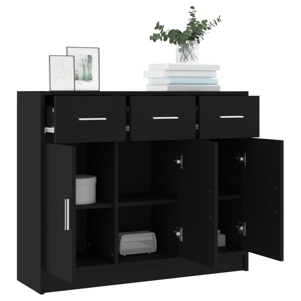 Sideboard Schwarz 91x28x75 cm Holzwerkstoff