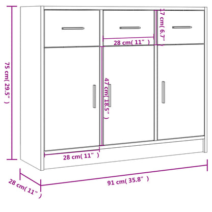 Sideboard Grau Sonoma 91x28x75 cm Holzwerkstoff