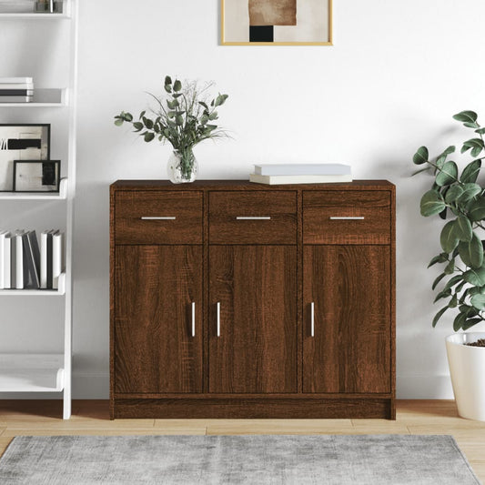 Sideboard Braun Eichen-Optik 91x28x75 cm Holzwerkstoff