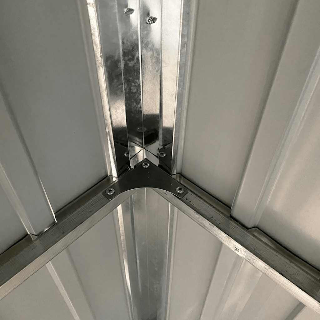 Gartenhaus mit verlängertem Dach Hellgrau 277 x 107 x 181 cm Stahl