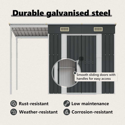 Gartenhaus mit Schleppdach Anthrazit 277x107x181 cm Stahl