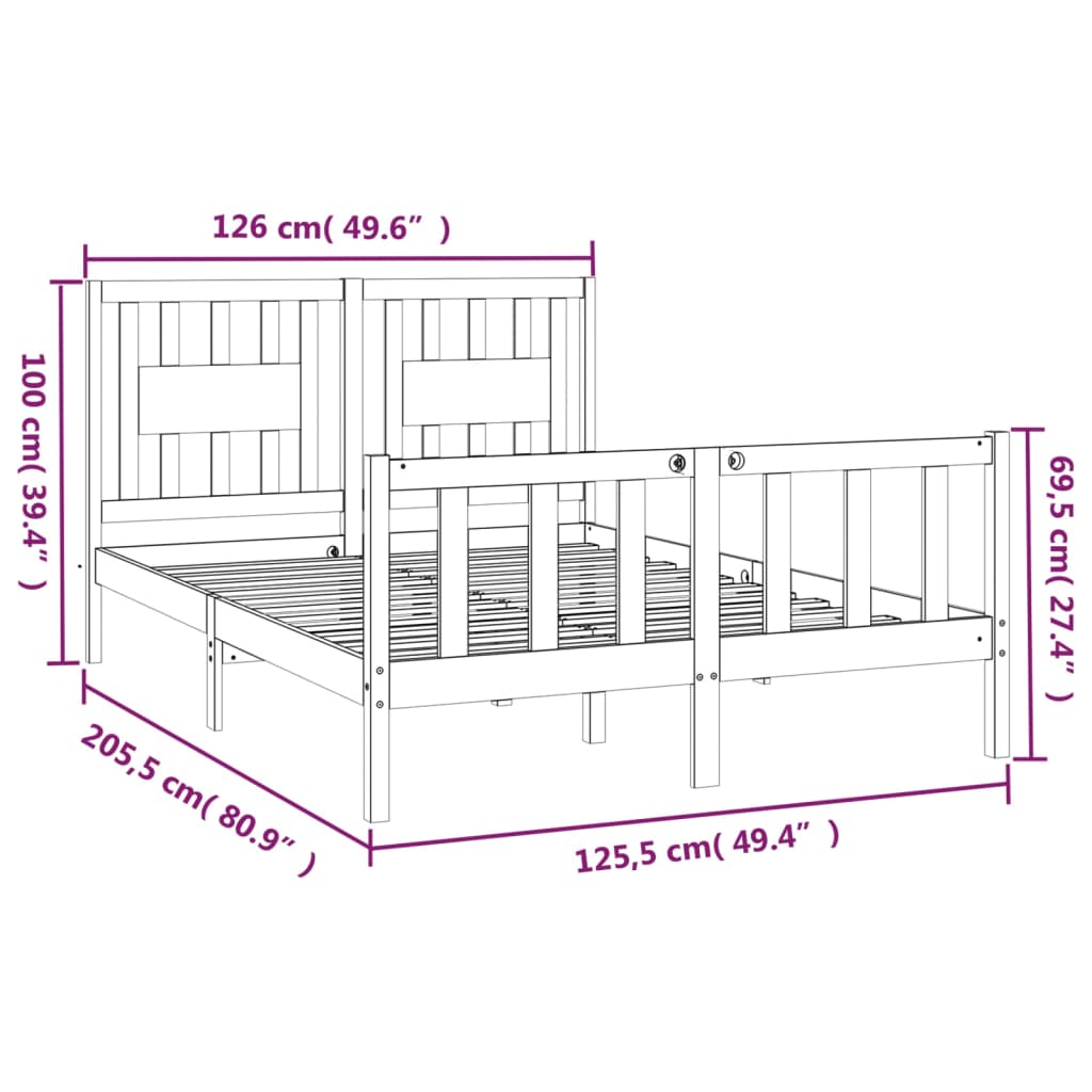 Massivholzbett ohne Matratze Weiß 120x200 cm Kiefernholz
