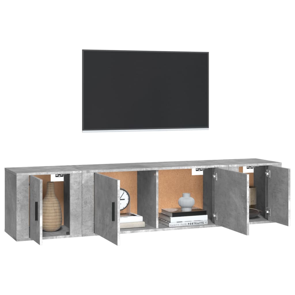 3-tlg. TV-Schrank-Set Betongrau Holzwerkstoff