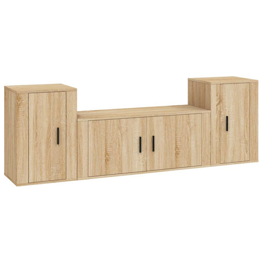 3-tlg. TV-Schrank-Set Sonoma-Eiche Holzwerkstoff