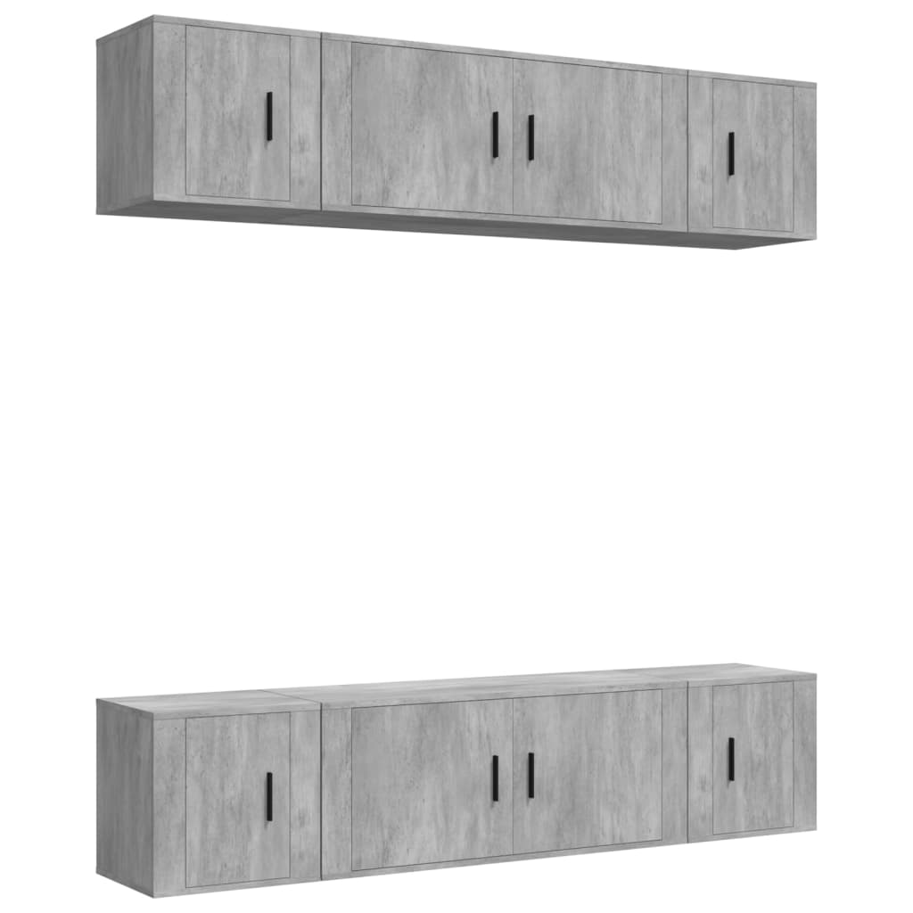 6-tlg. TV-Schrank-Set Betongrau Holzwerkstoff