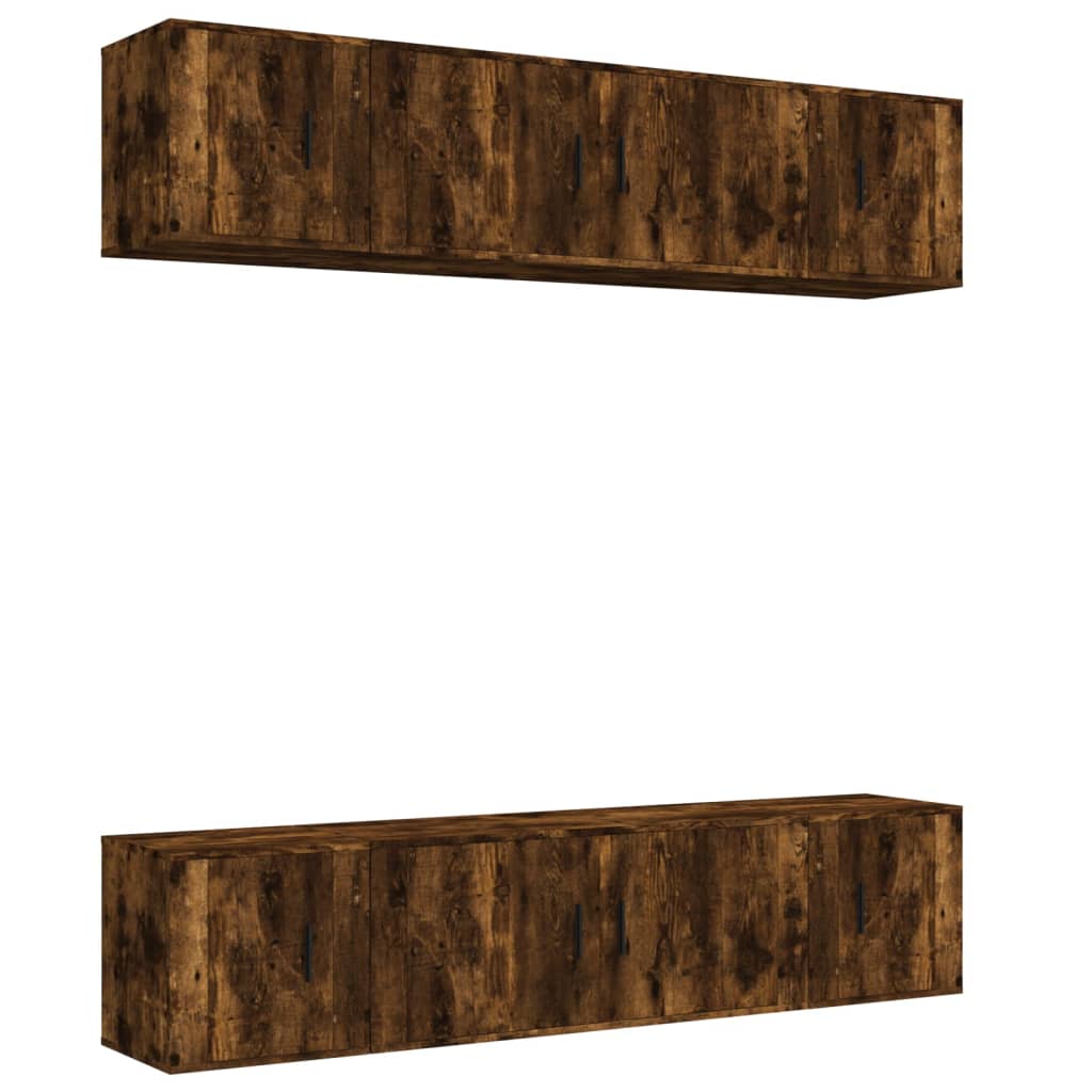 6-tlg. TV-Schrank-Set Räuchereiche Holzwerkstoff