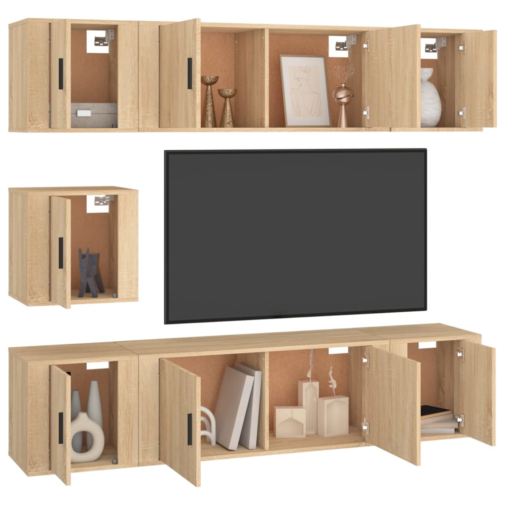 7-tlg. TV-Schrank-Set Sonoma-Eiche Holzwerkstoff