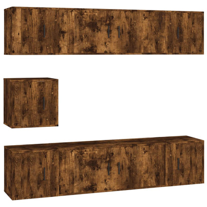 7-tlg. TV-Schrank-Set Räuchereiche Holzwerkstoff