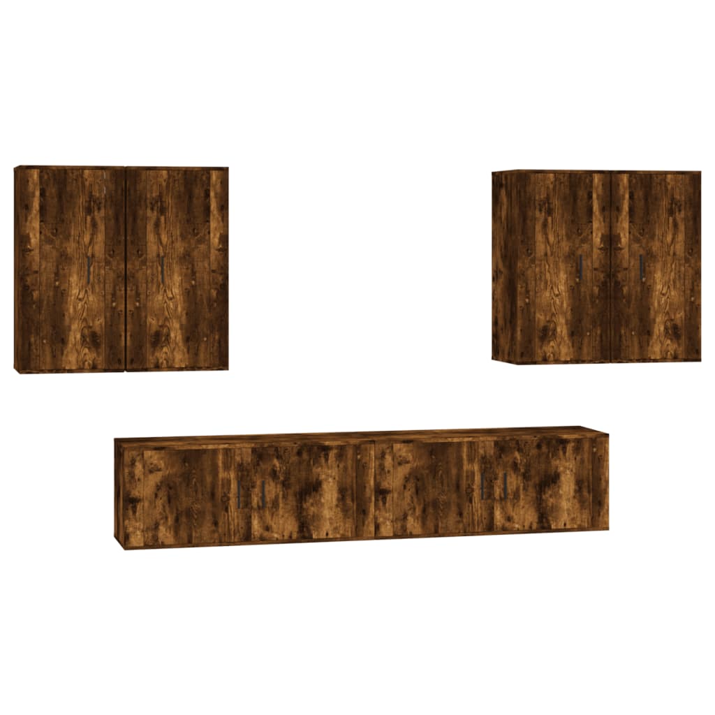 6-tlg. TV-Schrank-Set Räuchereiche Holzwerkstoff