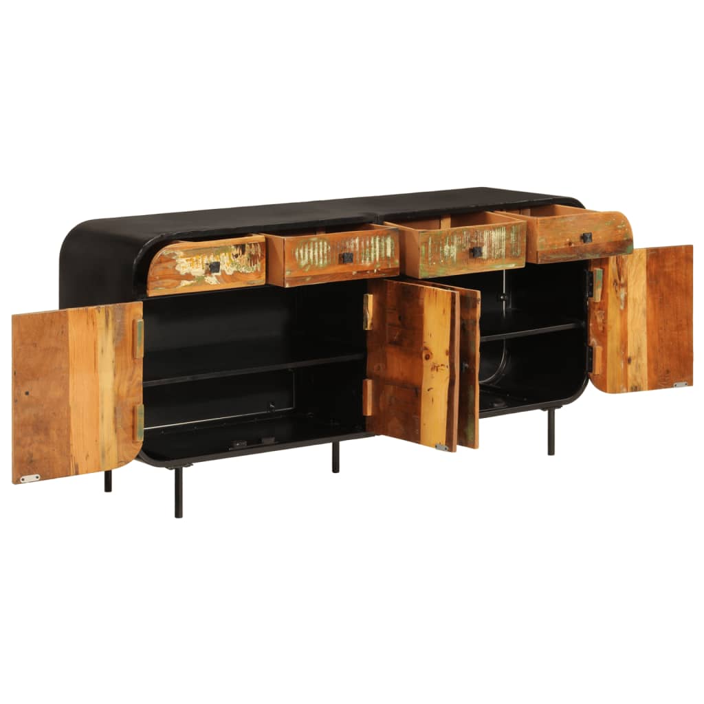 Sideboard 140x35x70 cm Altholz Massiv und Metall