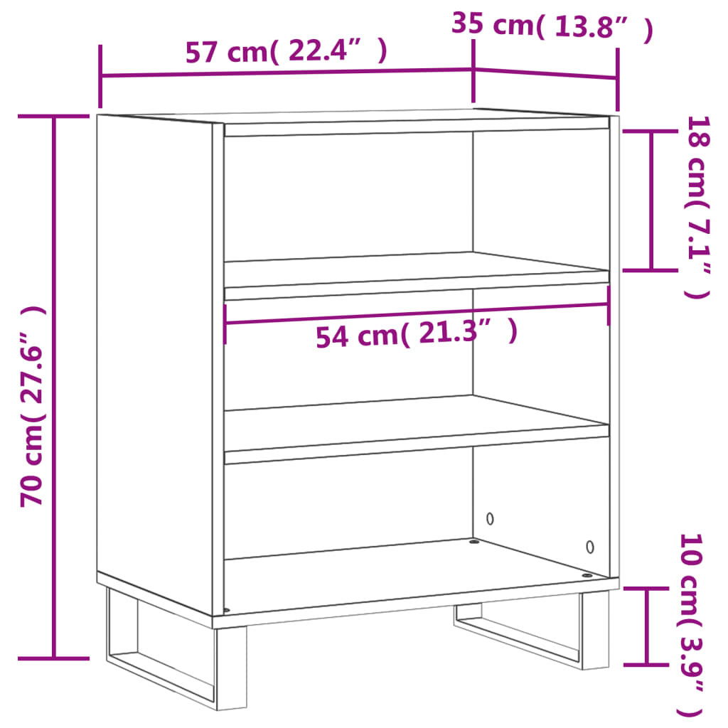 Sideboard Räuchereiche 57x35x70 cm Holzwerkstoff