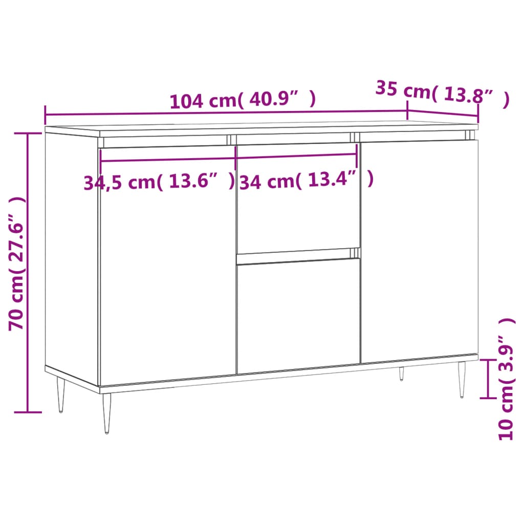 Sideboard Räuchereiche 104x35x70 cm Holzwerkstoff