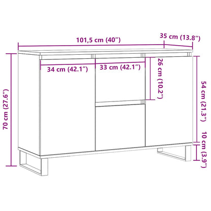 Sideboard Grau Sonoma 101,5x35x70 cm Holzwerkstoff