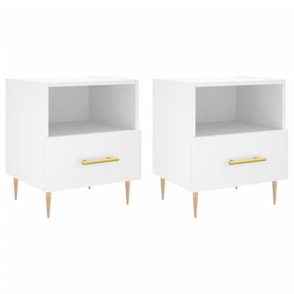 Nachttische 2 Stk. Weiß 40x35x47,5 cm Holzwerkstoff