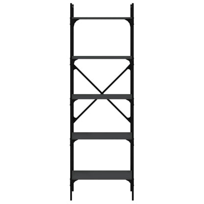 Bücherregal 5 Fächer Schwarz 56x31,5x174 cm Holzwerkstoff