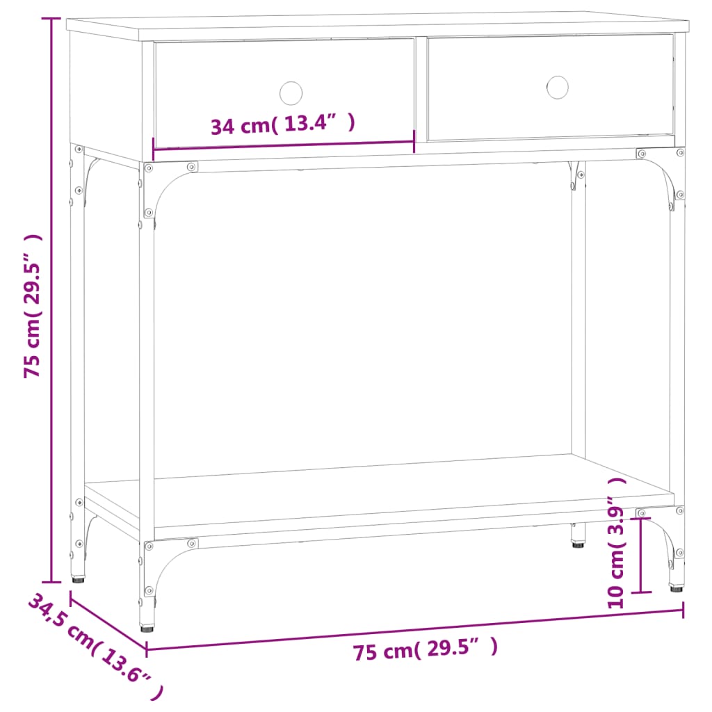 Konsolentisch Schwarz 75x34,5x75 cm Holzwerkstoff