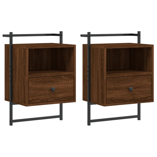 Wand-Nachttische 2 Stk. Braun Eiche 40x30x61 cm Holzwerkstoff