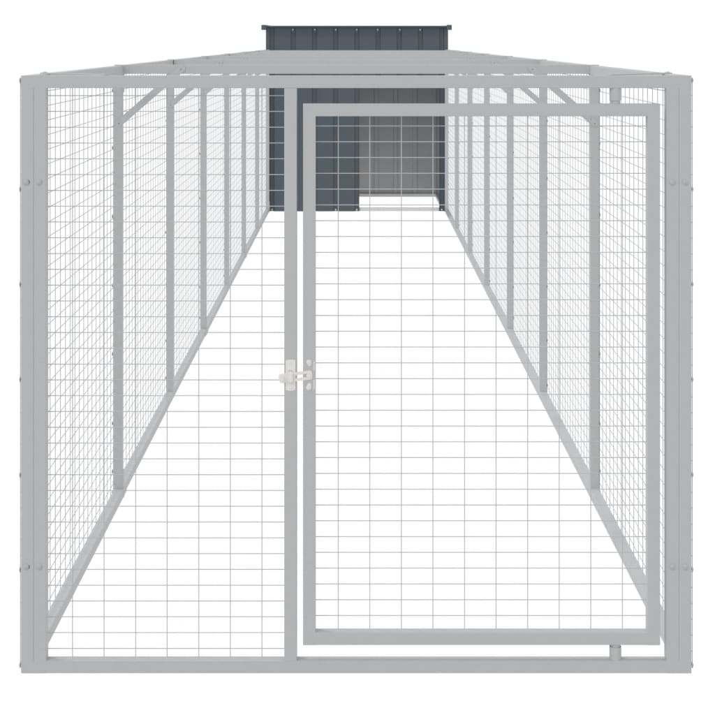 Hundehütte mit Auslauf Anthrazit 110x813x110cm Verzinkter Stahl