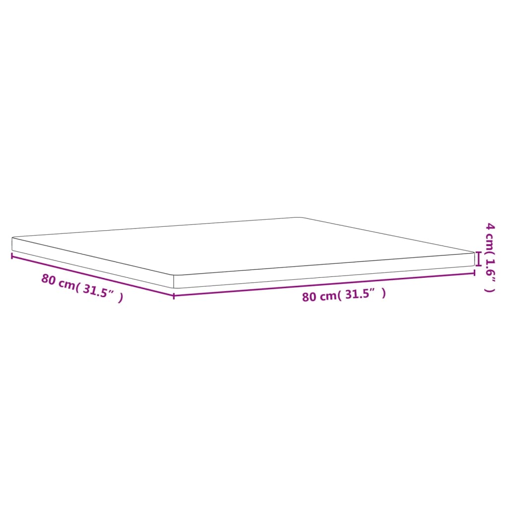 Tischplatte 80x80x4 cm Quadratisch Massivholz Buche